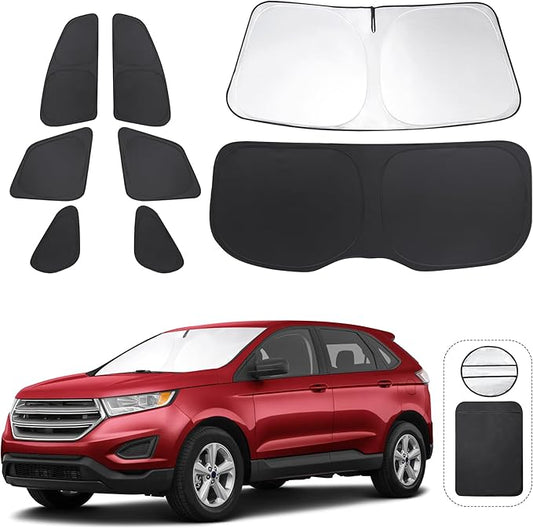 TINGLU Window Shades 8PCSfor Ford Edge 2015-2024 Accessories Car Side Full Windows Rear Triangular Windshield Sun Shade Sun UV Rays & Privacy Protection for Camping,Napping,and Relaxing