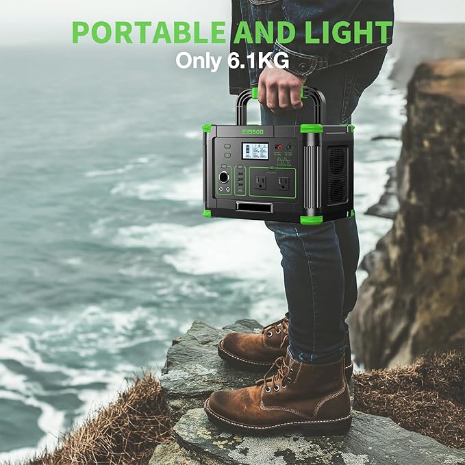 Portable Power Station 500W, 519Wh Solar Generator with 2x110V AC Outlets & USB-C PD 60W, 10-Port Power Bank with Wireless Charger for Outdoors Camping Travel Home Blackout
