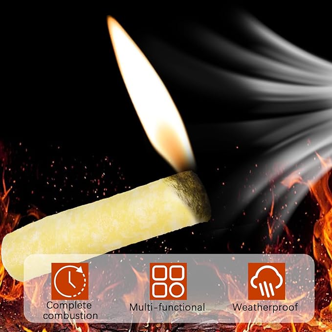 50 Pack-Fire Plugs, Weatherproof Fire Starters for Emergencies, Survival,Campfires,Charcoal Grill, Long Burn Time,Fire Pits-Non-Toxic