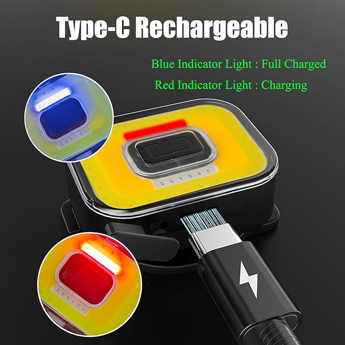 Head Lamps Flashlights, Type-C Rechargeable Headlamp Lightweight 5 Modes Floodlight Headlight with Magnetic Attraction for Outdoor Camping, Repairing, Hiking 2 Packs