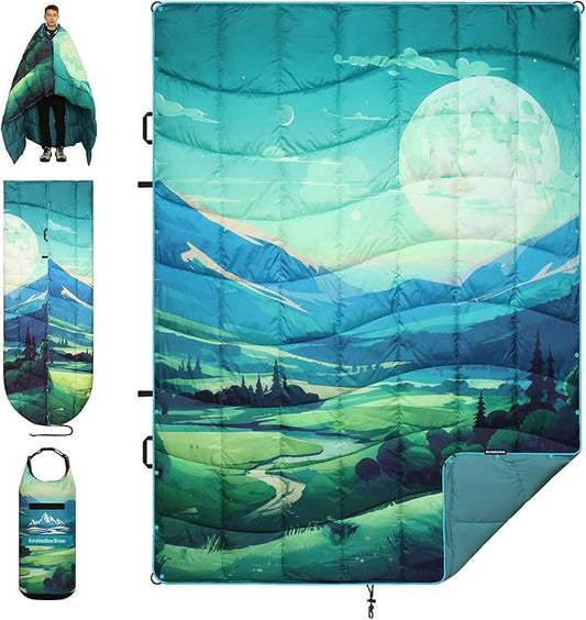 Camping Blanket, Puffy Blankets Lightweight Windproof Resistant for Outdoors,Hiking, Backpacking,Car,Picnic,Stadium