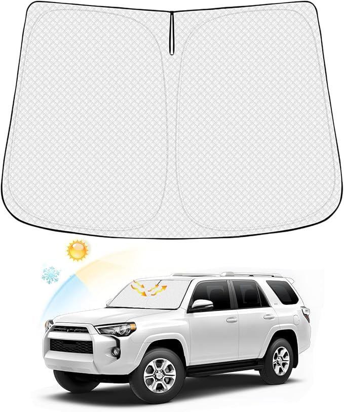 Canvcle Windshield Sun Shade for 2010-2024 2025 Toyota 4Runner Accessories, Thicken 6-Layer Front Window Sunshade Foldable Window Shade Cover Sun Visor Shield Protector Keep Car Cool