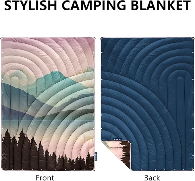 Camping Blanket,Lightweight Puffy Printed Camping Blanket Packable Outdoor Blanket for Camping,Traveling, Stadium, Hiking, Picnics