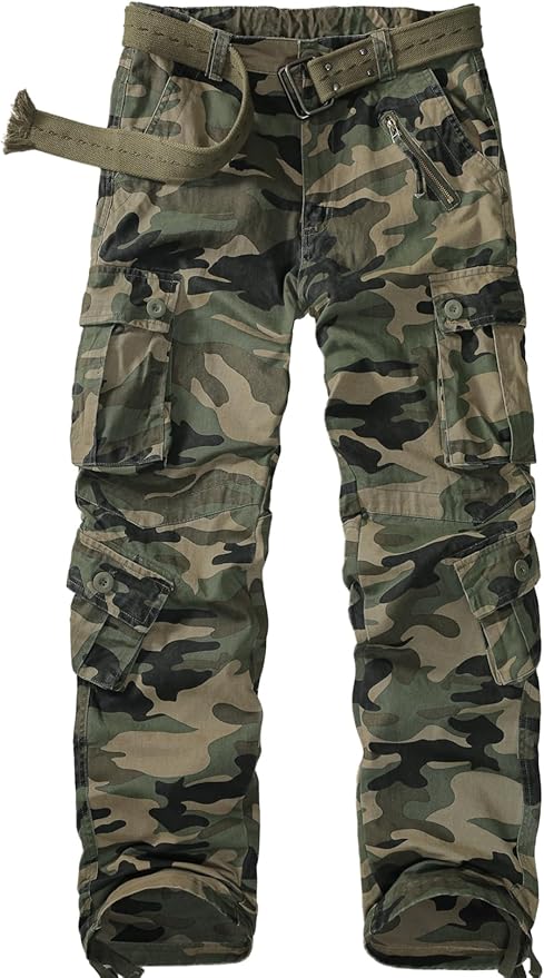 Men's BDU Casual Military Pants, Tactical Wild Army Combat ACU Rip Stop Camo Cargo Work Pants Trousers with 8 Pockets