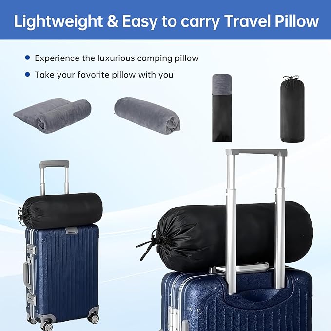 Small Shredded Memory Foam Pillow,Travel Pillow Compressible Camping Pillow,Compressible Medium Firm, Breathable Cover,Machine Washable