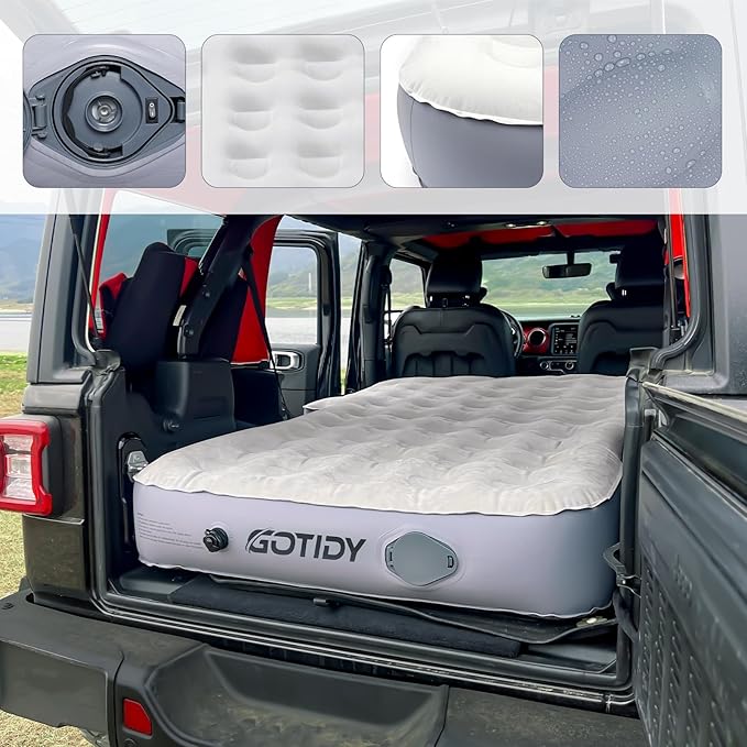Jeep Mattress with Wireless Air Pump, 10inch SUV Air Mattress Camping Bed for Jeep Wrangler JK JKU JL JLU Unlimited 4 Door Ford Bronco Subaru Forester