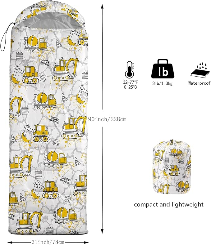 QOOMO Axolotl Cute Camping Sleeping Bags,3 Season Warm & Cool Weather,Lightweight,Waterproof Sleeping Bags for Adults & Kids,Traveling,and Outdoors