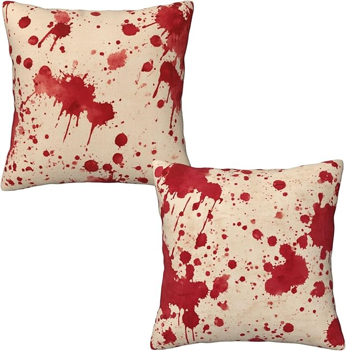Blood Throw Pillow Covers 18x18 inch Set of 2 Halloween Pillow Case Cushion Cover for Home Sofa Couch Living Room Car Decor