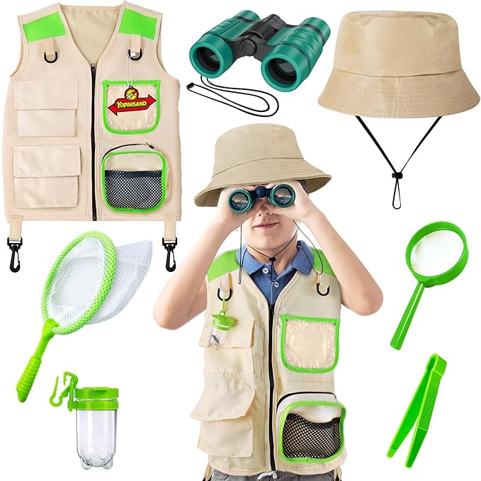 YOPINSAND Kids Explorer Kit & Bug Catcher Kit, Kids Camping Gear for Kids, Outdoor Exploration Set with Vest & Hat, Ideal Outdoor Camping Adventure Toys for Ages 3 4 5 6 7 8 Boys Girls
