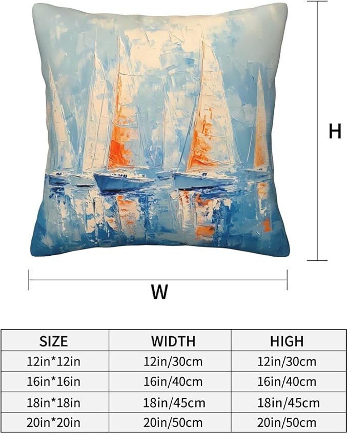 Sky Blue Nautical Art Throw Pillow Covers 18x18 inch Set of 2 Pillow Case Cushion Cover for Home Sofa Couch Living Room Car Decor