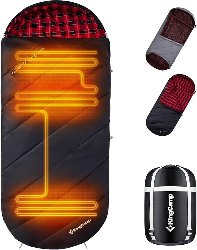KingCamp Sleeping Bag for Adults, Cold Weather & Warm Extra Wide Big & Tall XL Portable Waterproof Flannel Sleeping Bags, Essentials Gear Accessories for Camping Backpacking Hiking Indoor & Outdoor