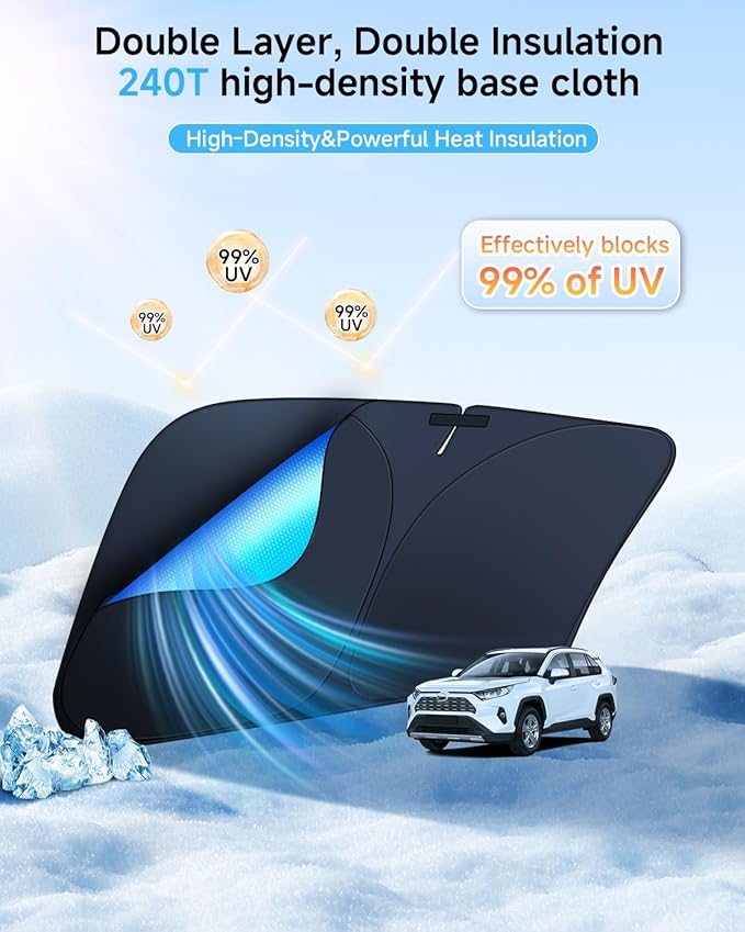 8PCS Window Shades for Honda Civic 2016-2021 (NOT for Hatchback) Accessories Car Full Windows Windshield Sun Shade with Steering Wheel Storage Bag-Sun Block Privacy Protection for Camping