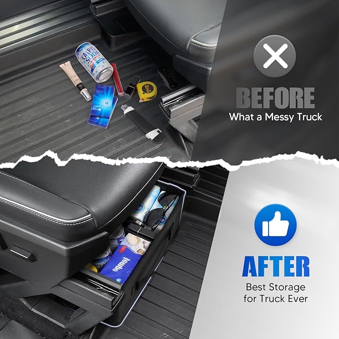 Cybertruck 1st Row Under Seat Front Storage Box 2PCS - Truck Under Seat Tool Box for 2024 Tesla Cybertruck with Removable Dividers, 600D Oxford Cloth, Cybertruck accessories Mesh Organizer