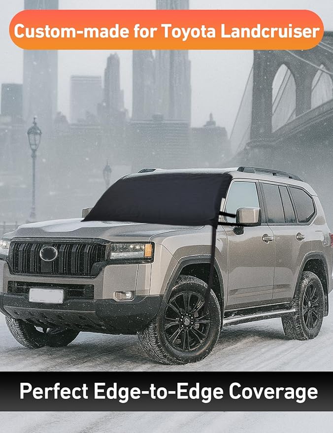 EcoNour Car Snow Cover Compatible for Toyota Landcruiser | Windshield Cover for Ice and Snow with S-Hook Straps | Heavy-Duty 600D Oxford Winter Car Cover, Waterproof & Anti-Slip
