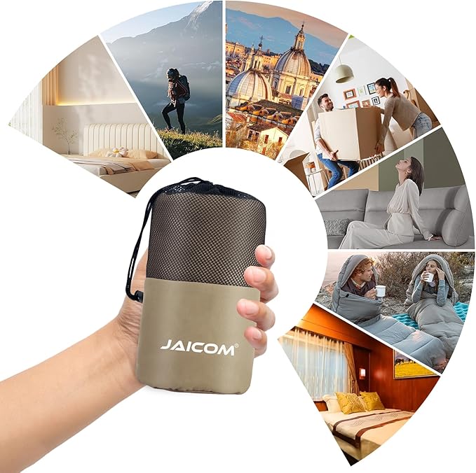 JAICOM Sleeping Bag Liner, Travel Sheets & Adult Sleep Sack, Ultralight and Portable Summer Sleeping Bag - Ideal for Backpacking, Hotels and Hostels, Business Trips, Camping