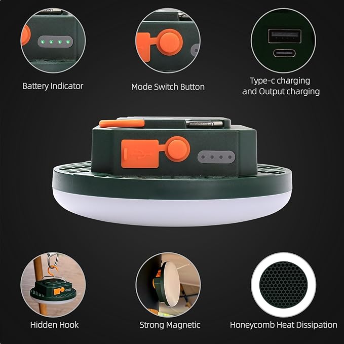 Camping Lantern 10500mAh Rechargeable Battery, 30W 4000LM Ultra Bright LED Hanging Light with 3 Modes, Waterproof Portable Tent Lighting for Outdoor Emergency & Hiking