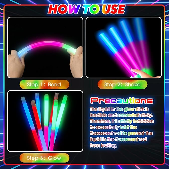 Lewtemi 10 Pcs Large Glow Sticks Big Giant Jumbo Halloween Christmas Emergency Light Stick for Camping Accessories, Survival Kit
