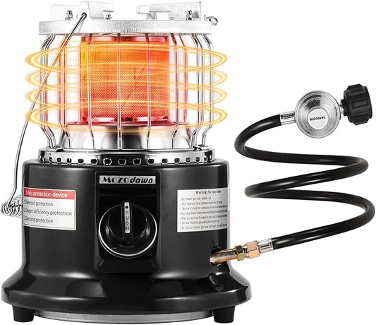 2-in-1 Portable Propane Heater and Stove 13000 BTU Dual Function for Indoor & Outdoor Use Compact Design with Carry Handle for Camping, Garage, Patio, Ice Fishing, Emergency, Black