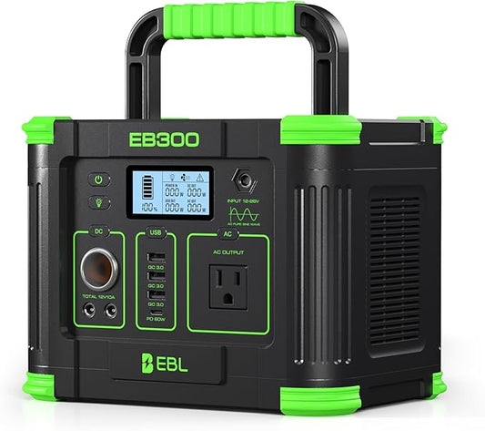 EBL Portable Power Station 288.6Wh 330W Solar Generator Pure Sine Wave AC Output (600W Peak) with 5W Wireless Charger, SOS LED Light & Multi-Port Design for Camping Home Emergency RV CPAP
