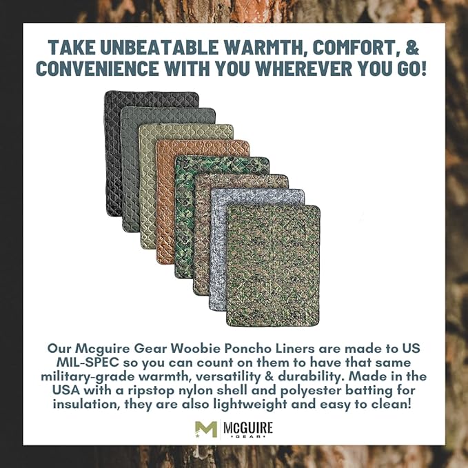 M MCGUIRE GEAR Military Woobie Poncho Liner, Nylon Ripstop Shell, Polyester Insulation, Sleeping Bag, Blanket, Made in USA (Tan 499)