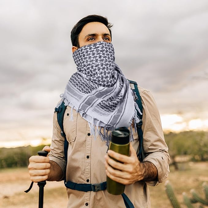 Aonal Military Shemagh Tactical Desert Scarf, 100% Cotton Keffiyeh Neck Head Scarf Wrap for Men Women