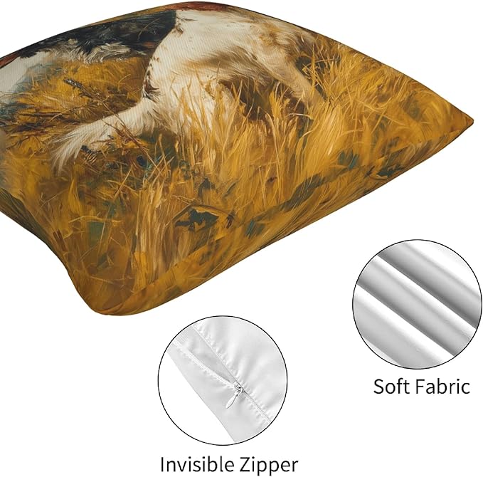 Vintage Dog Throw Pillow Covers 18 X 18 Inch Set of 4 Decorative Cushion Cover Home Decor for Sofa Chair Couch Bedroom Living Room