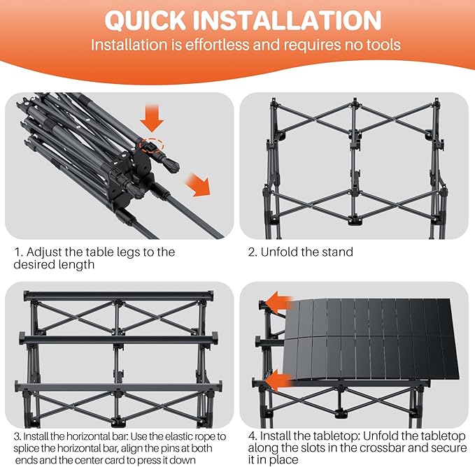 FUNYKICH Folding Camping Table(L26.4''xW22.8''), Aluminum Roll-up Portable Picnic Table with 2 Adjustable Height(17.3'' & 27.6'') for Picnic, Camping, BBQ, Party, Backyard, Beach
