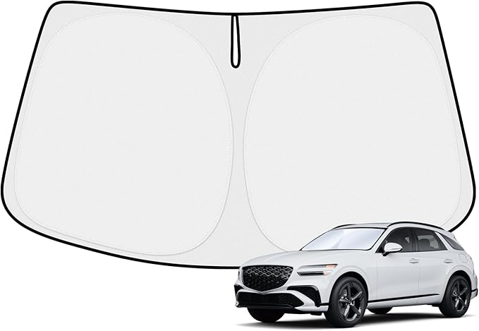 Canvcle Windshield Sun Shade for 2021-2025 2026 Genesis GV80 Accessories Thicken 6-Layer Front Window Sunshade Cover Sun Visor Protector Foldable Block UV Rays Keep Vehicle Cool