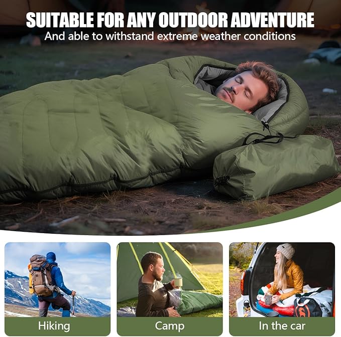 OBTANIM Sleeping Bags Portable Waterproof Camping Sleeping Bag for Adults Kids 4 Seasons Cold Weather or Warm Backpacking Hiking Travel Indoor Outdoor Use
