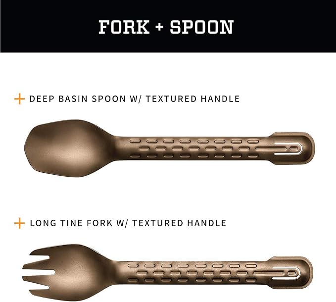 Gerber Gear ComplEAT Camping Utensils Set for Outdoor Cooking, Camping Cutlery with Fork, Spoon, Tongs, Spatula and Multi-Functional Tool, Burnt Bronze
