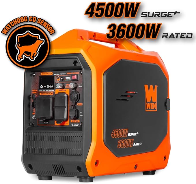 WEN 4500-Watt Inverter Generator, Gasoline, RV-Ready, Quiet, Portable, and Lightweight with Fuel Shut Off and CO Watchdog (56432iX)