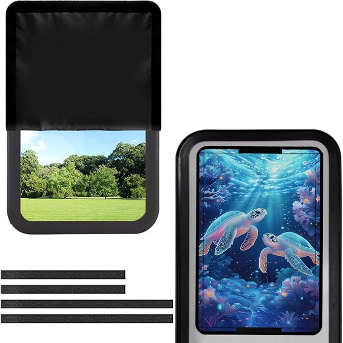 Sea Turtle RV Door Window Shade Cover, RV Door Window UV Protective Cover, Foldable Travel Trailer Motorhome Rv Screen Door Protector