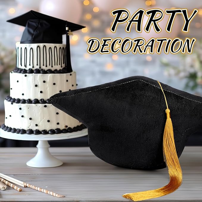 Beeveer Class of 2026 Autograph Stuffed Pillow 15.7" Graduation Autograph Stuffed Pillow Graduation Guest Signature Gifts Grad Party Sign in Decor for High School College(Black,Cap)