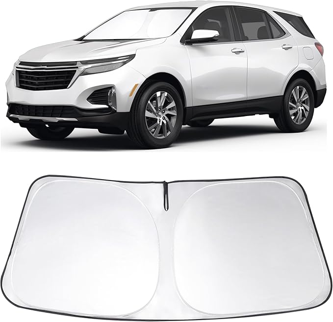 Windshield Sun Shade Custom Fit 2024 2025 2026 Chevrolet Equinox EV Accessories Foldable Sunshade Sun Blocker Front Window Shades Covers Keeps Car Cooler