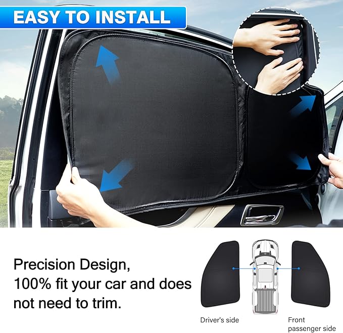T TGBROS Windshield Sun Shade for Dodge RAM 2500 3500 2010-2025 2026 Car Window Shades Thicken UV Block and Blackout Privacy Foldable Sunshades 2PCS Accessories Keep Cool Sun Visor Covers