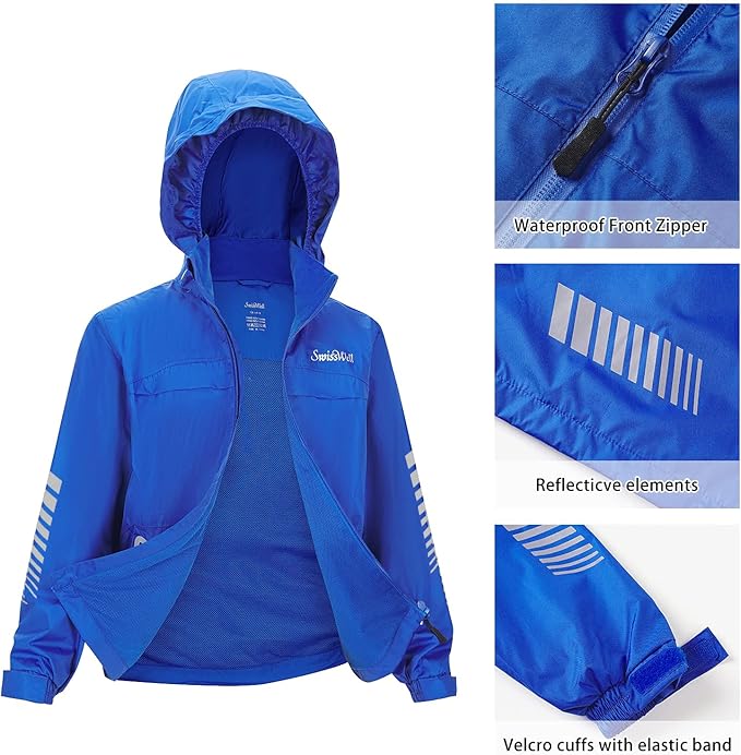 SWISSWELL Kids Rain Gear Boys Girls Youth Waterproof Rain Suit Breathable Reflective Raincoat and Pants