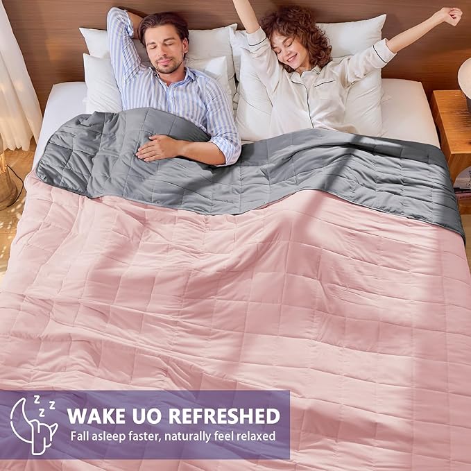 King Size Weighted Blanket for Adults (20 lbs, 80” x 87”, Pink Grey) Cooling Heavy Blanket for Sleeping Perfect for 190-210 lbs, Breathable Blanket for Adults & Couple All Season, Machine Washable