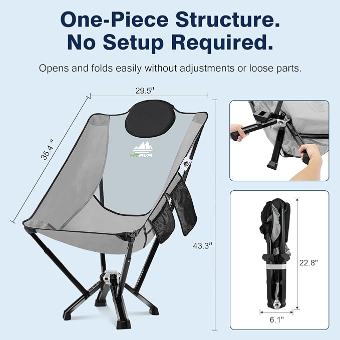 MTRVR Utility-Grade High-Back Folding Chair — Stable One-Piece Structure, Extended Back Support for Longer Sitting, Reinforced Aluminum Frame, Portable Chair for Camping, RV & Outdoor Use