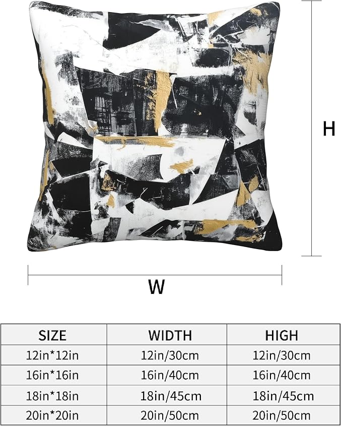 Black White Abstract Throw Pillow Covers 18 X 18 Inch Set of 4 Decorative Cushion Cover Home Decor for Sofa Chair Couch Bedroom Living Room