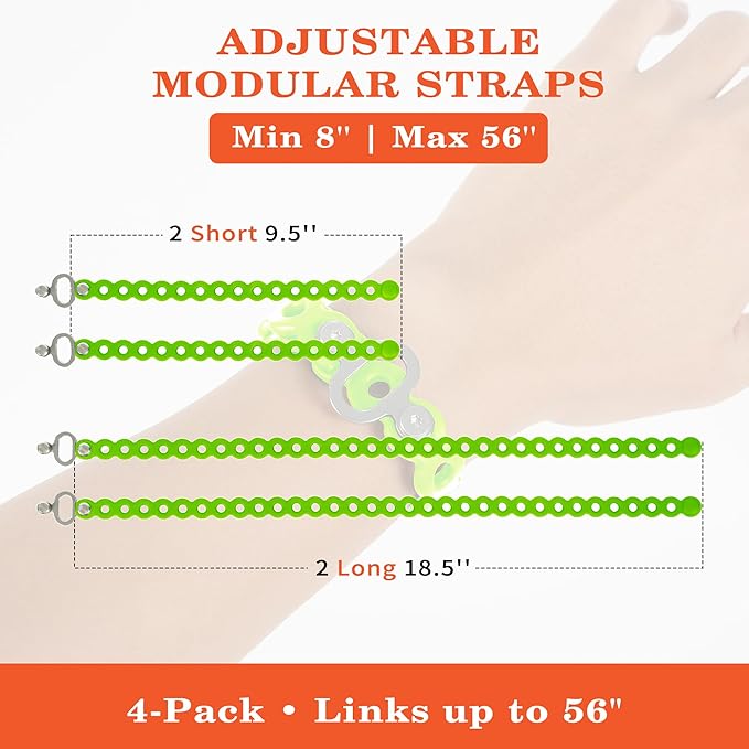 Modular Straps (4-Pack), Flexible Multi-Tool, Gear Strap for Outdoor Adventure, Survival, Camping, Travel, EDC