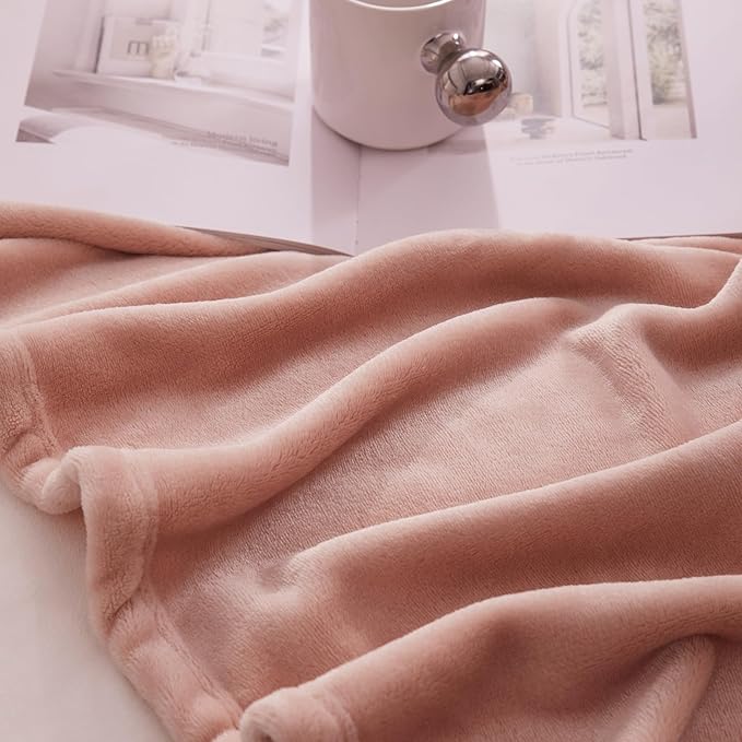 Hansleep Fleece King Size Blanket for Bed Dusty Pink, Super Soft Flannel Fuzzy Plush Cozy Blanket for All Seasons, Dusty Pink, King 90x108 Inches