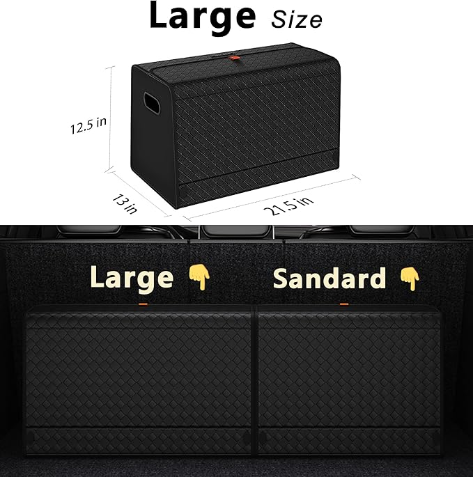 GMQ Car Trunk Organizer for SUV,Car Organizers and Storage with Collapsible Storage, Magnetic Lid Large Capacity for SUV, Truck, MPV (Weave Black, L-21.5×13×12.5 IN)