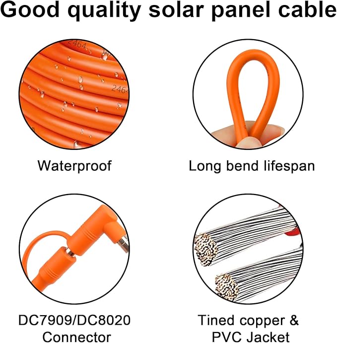 30FT 14AWG DC7909 Solar Panel Extension Cable Compatible with Jackery Solar Generator,Solar Charging Cord Female to Male with DC8020 Power Adapter Suit for Gz Yeti,Anker Jackery Portable Power Station