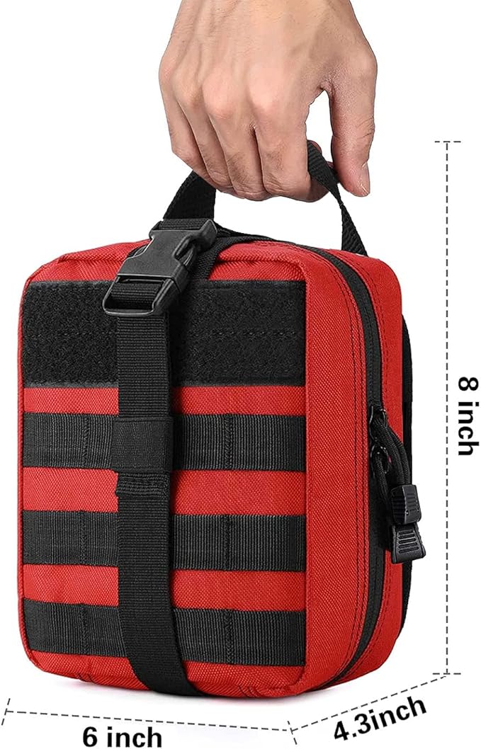 Molle Pouch ifak First aid kit Bag Empty Trauma Medical Tear away Pouches for Belt Backpack Vest Car Molly Med Case 600D nylon Small Tactical Pouch (RED)