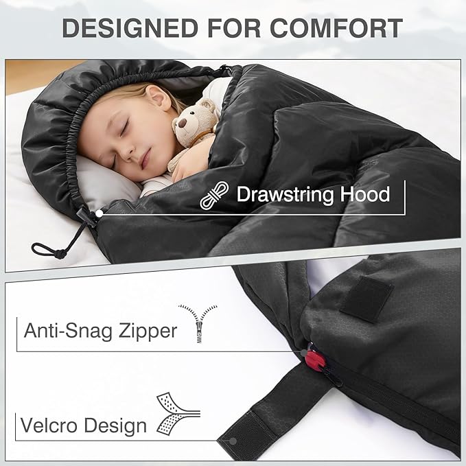 Sleeping Bag 4 Seasons Adults & Kids for Camping Hiking Trips Warm Cool Weather,Lightweight and Waterproof with Compression Bag,Indoors Outdoors Activities