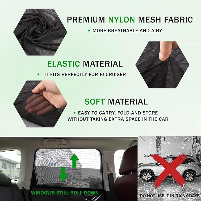 100% Protection from Bugs Compatible with Subaru Forester 2013-2024 Shade Breathable Mesh Car Curtains Door/Window Net Car Window Screens for Camping-2PCS