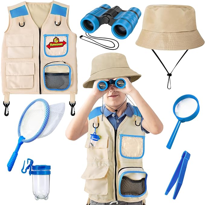 YOPINSAND Kids Explorer Kit & Bug Catcher Kit, Kids Camping Gear for Kids, Outdoor Exploration Set with Vest & Hat, Ideal Outdoor Camping Adventure Toys for Ages 3 4 5 6 7 8 Boys Girls