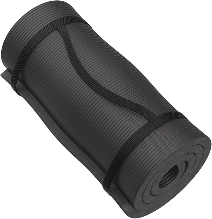 Foam Sleeping Pad for Camping - 1.25-Inch-Thick Waterproof Sleep Pad with Carry Straps for Cots, Tents, or Sleepovers by Wakeman Outdoors (Black)