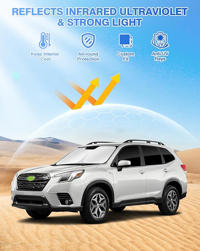 Canvcle Sunshades for 2025 2026 Subaru Forester Accessories Windshield Sun Shade Side Rear Window Shade Cover Sun Visor Shield Privacy Protection Keep Vehicle Cool Black 8PCS