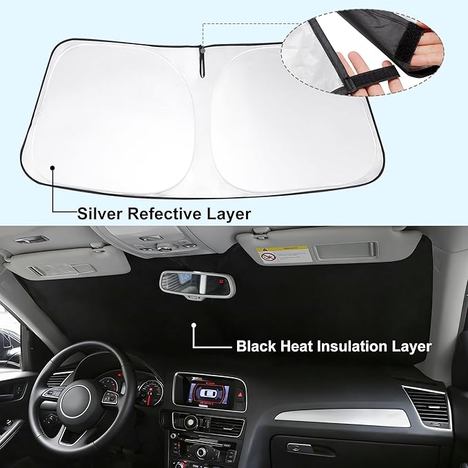 Windshield Sun Shade Accessories Compatible with 2023-2026 Sportage for Kia Foldable Sunshade Sun Visor Blocks UV